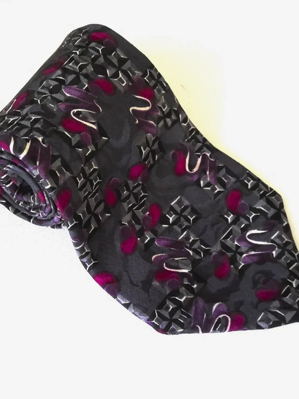 VTG Albert Nipon Men's Neck Tie Rare Retro Streetwear Abstract Silk Hand Made